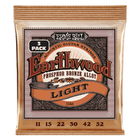 Ernie Ball Earthwood Phos Bronze Acoustic Guitar Strings 11 - 52, - 3 SETS