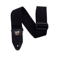 Ernie Ball black Quality Durable Leather Ends Polypro Guitar Strap, Black 41in-72in