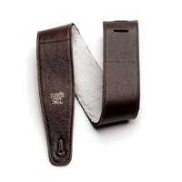 Ernie Ball 2.5 inch Adjustable Italian Leather Strap with Fur Padding, Chestnut