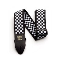 Ernie Ball Black Durable & Comfortable White Checkered Strap 41in-72in