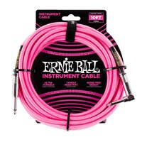 Ernie Ball 3 Meters Braided Straight - Angle Instrument Cable - Neon Pink