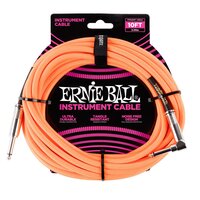 Ernie Ball 3 Meters Braided Straight - Angle Inst Cable - Neon Orange