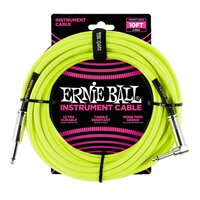 Ernie Ball 3 Meters Braided Straight - Angle Inst Cable - Neon Yellow