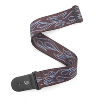 D'Addario Polyester Guitar Strap, Flames Pinstripe, Black w/ Blue