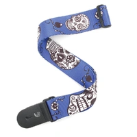 D'Addario Polyester Guitar Strap, Sugar Skulls, Blue