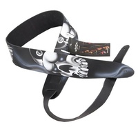 Perri's 2.5" Air Brushed Adjustable  Leather Guitar Strap Grey Eight Ball Skulls