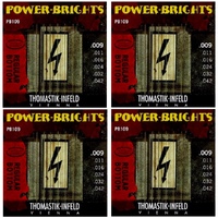 4 sets Thomastik-Infeld PB109 Power Bright Regular Bottom Electric Guitar Strings 9-42