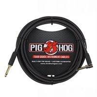 Pig Hog Black Woven Instrument Cable, 10ft. Right Angle / Straight