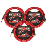 Pig Hog Vintage Instrument Cable, 10ft Straight / Right angle - 3 Pack