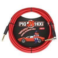 Pig Hog Candy Apple Red Instrument Cable, 10ft Right angle