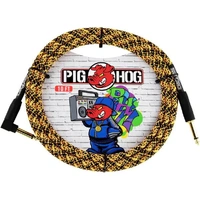 Pig Hog Instrument Cable 10ft. Right Angle / Straight Orange Graffiti