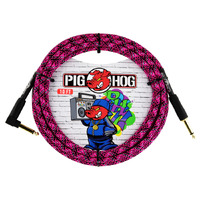 Pig Hog Instrument Cable 10ft. Right Angle / Straight Pink Graffiti