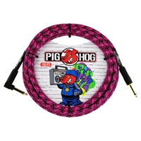 Pig Hog Instrument Cable 10ft. Right Angle / Straight Pink Graffiti