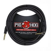 Pig Hog Black Woven Instrument Cable, 20ft. Right Angle / Straight