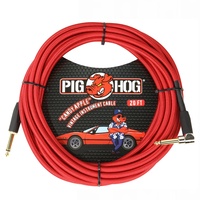 Pig Hog Candy Apple Red Instrument Cable, 20ft. Straight to Right Angle