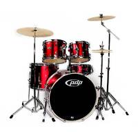 PDP Mainstage 5 Piece Drum Kit 20" Candy Apple Red W/ Hardware + Cymbals