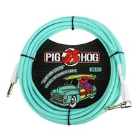 Pig Hog  1/4" TS Instrument Cable, Straight to Right-Angle Sea Foam Green
