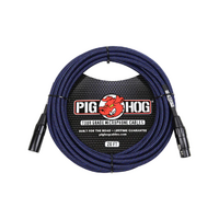 Pig Hog Black / Blue Woven High Performance XLR Mic Cable, 20 Feet