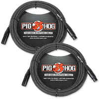 Pig Hog Black & White Vintage Woven Mic Cable, 20ft XLR 2 cables