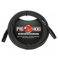 Pig Hog Black & White Woven Mic Cable, 20ft XLR Microphone cable