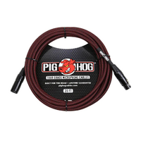 Pig Hog Black / Red Woven High Performance XLR Mic Cable, 20 Feet