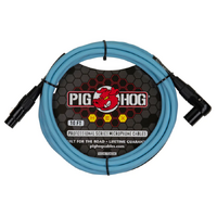 Pig Hog Hex Series Microphone XLR Cable, 10ft – Daphne Blue Right Angle