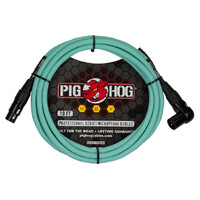 Pig Hog Hex Series Microphone XLR Cable, 10ft – Seafoam Green - Right Angle
