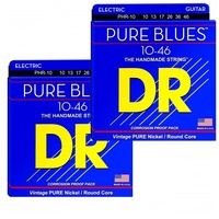2 sets DR Strings PHR-10 Pure Blues Pure Nickel  Electric Guitar Strings 10 - 46