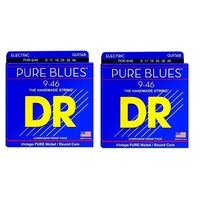 2 x  DR Strings PHR-9-46 Pure Blues Light n Heavy Electric Guitar Strings 9 - 46