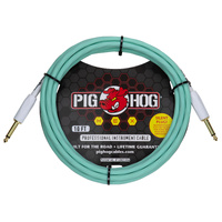 Pig Hog Hex Series Silent Instrument Cable 10 ft Seafoam Green