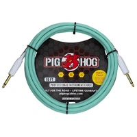 Pig Hog Hex Series Silent Instrument Cable 10 ft Seafoam Green