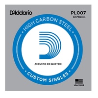 D'Addario Single plain steel Electric / Acoustic Guitar string Gauge 7 ,  1 single string