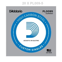 20 x D'Addario PL0095 plain steel Electric / Acoustic Single Guitar String *New