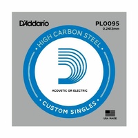 D'Addario PL0095 single plain steel Electric / Acoustic Guitar string Gauge 9.5