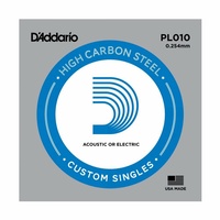 1 x D'Addario PL010 Single Plain Steel .010 Acoustic / Electric Guitar String