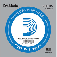 D'Addario PL0115 Plain Steel Guitar Single String for Electric / Acoustic Guitar , .0115