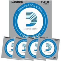 5 x D'Addario single plain steel Electric / Acoustic Guitar strings 0.13.5