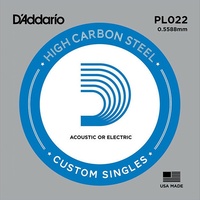 5 x D'Addario PL022 Single Plain Steel .022 Acoustic or Electric Guitar String