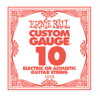 Ernie Ball Plain Steel Single Guitar String .010 Gauge Pack of 6 strings PO1010