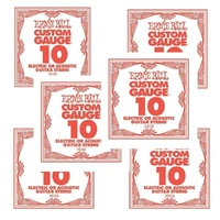 6 x Ernie Ball Plain Steel Single Guitar String .010 Gauge 