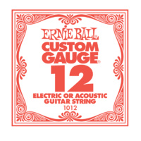 1 Ernie Ball Nickel Plain Single Acoustic/Electric Guitar String .012 Gauge 1012