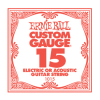 Ernie Ball Plain Steel Single Guitar String .015 Gauge Pack of 6 strings PO1015