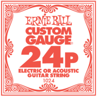 Ernie Ball Plain Steel Single Guitar String .024 Gauge - PO1024 - Set of 6