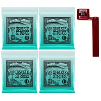 4 sets Ernie Ball Concert or Soprano Nylon Ball End Ukulele Strings - Black + Peg winder