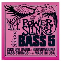 Ernie Ball 2821 Nickel RoundWound Power Slinky 5-String Bass Strings 50 - 135