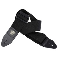 Ernie Ball 4037 Polypro Guitar Strap BLACK Leather Ends Black Adjustable Super Long