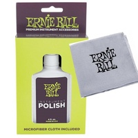 Ernie Ball Instrument Polish 4oz Bottle with mircofiber cloth E4222