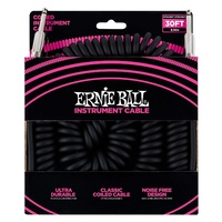 Ernie Ball 30' Coiled Straight / Straight  Instrument Cable - Black - 30 Foot