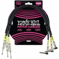 Ernie Ball 1.5 ft Straight / Angled Instrument Cable Black 0.46m 3 Cables PO6076