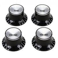 Gibson Accessories Top Hat Style Knobs w/Metal Insert - Black w/Silver